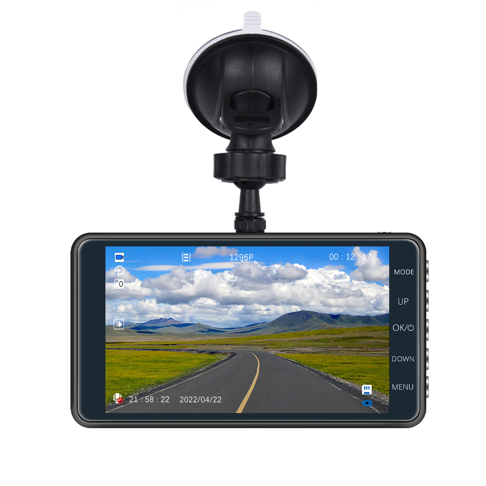 Touch Screen Dash Cam 4" 1080P Dual Lens Car DVR Recorder Front And Rear Camera