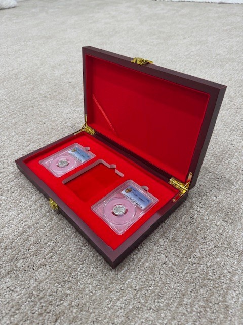 Premium Wooden 3 PCGS Coin Display Storage Box Case Collector Coin Holder PCGS