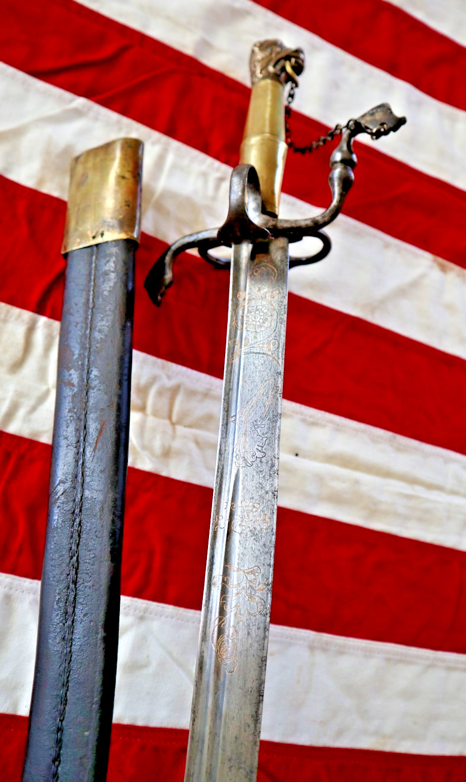 FRENCH INDIAN WAR REVOLUTIONARY WAR, GERMAN DOG HEAD SWORD CIRCA 1730-40