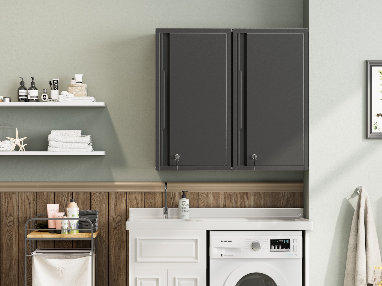 Metal Storage Cabinet,Wall Cabinet W/ Pegboard Garage Cabinet Garage Tool Boxes