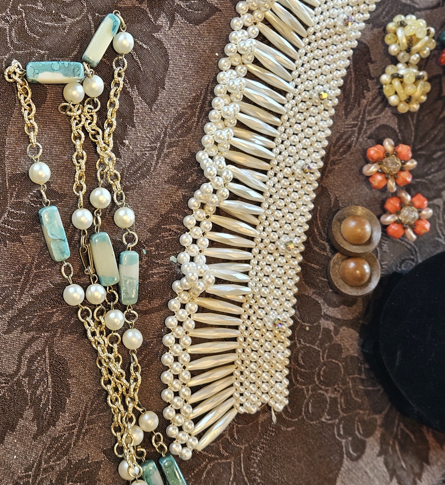 Lot Of 12 Vintage Jewelry Marked Hong Kong. 5 Necklaces 6 Pair Of Earrings And