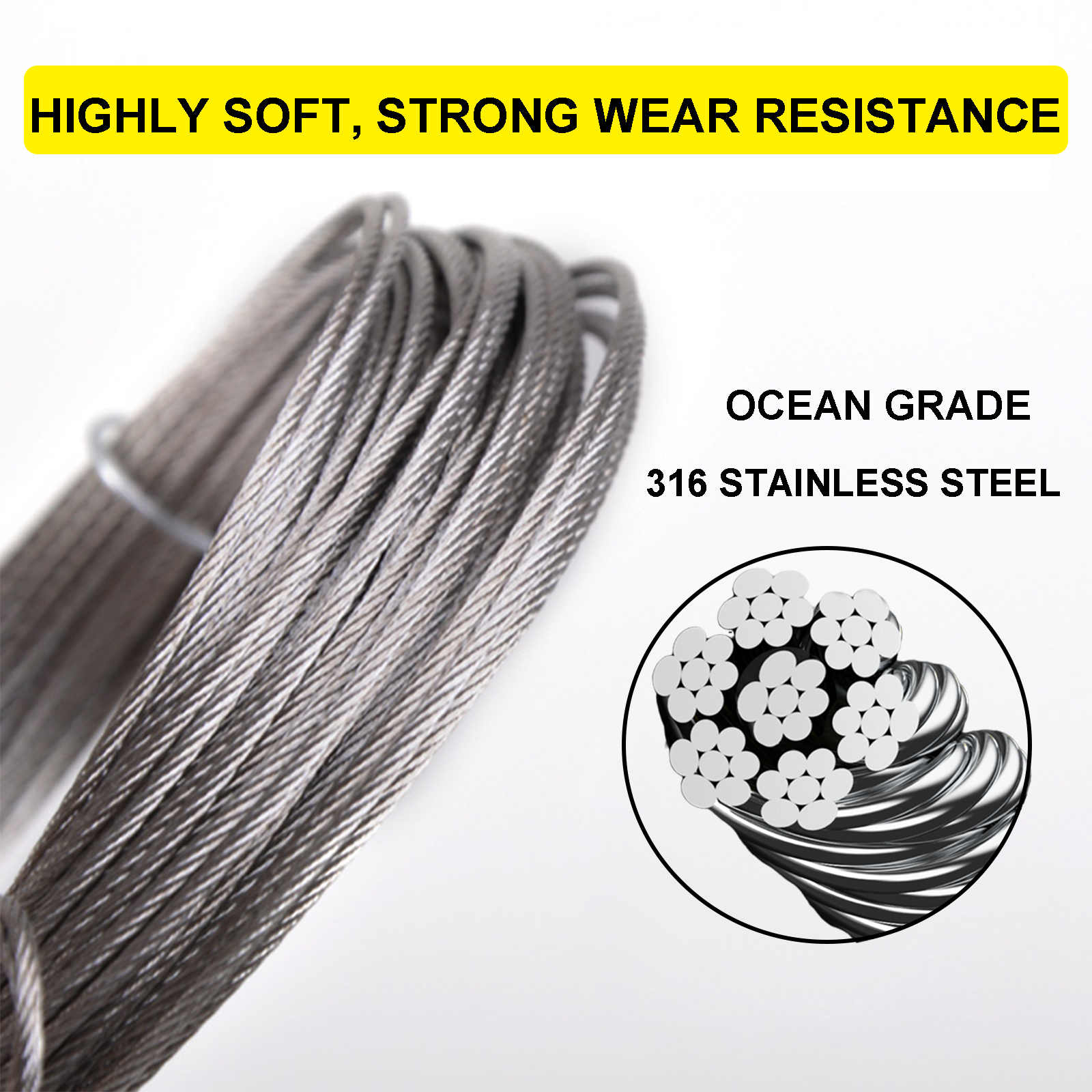 All New 1000ft Length 1/8” 316 Stainless Steel Wire Rope for Railing Decking