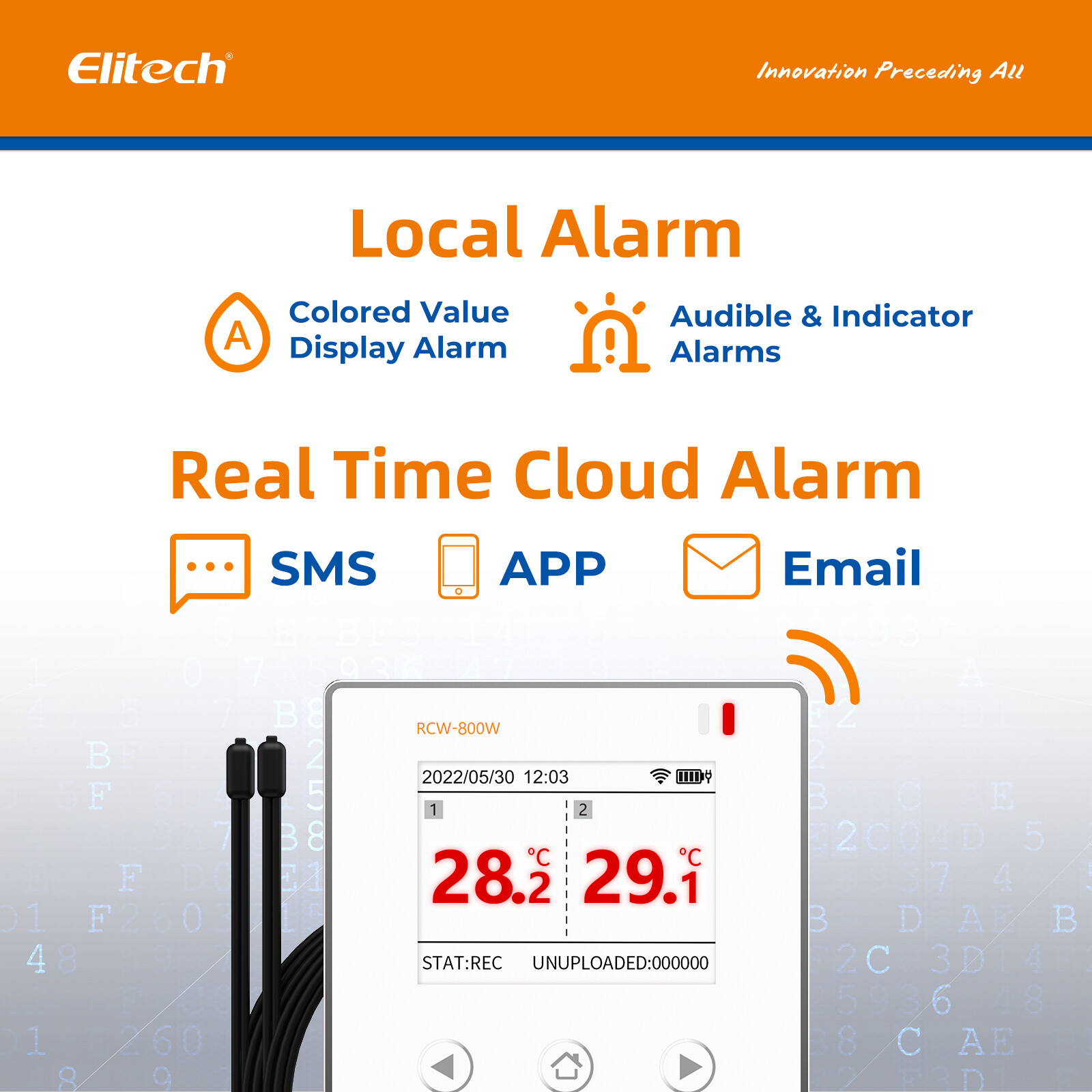 Elitech Temperature Data Logger WiFi Recorder Monitor Cloud Storage RCW-800W-TDE