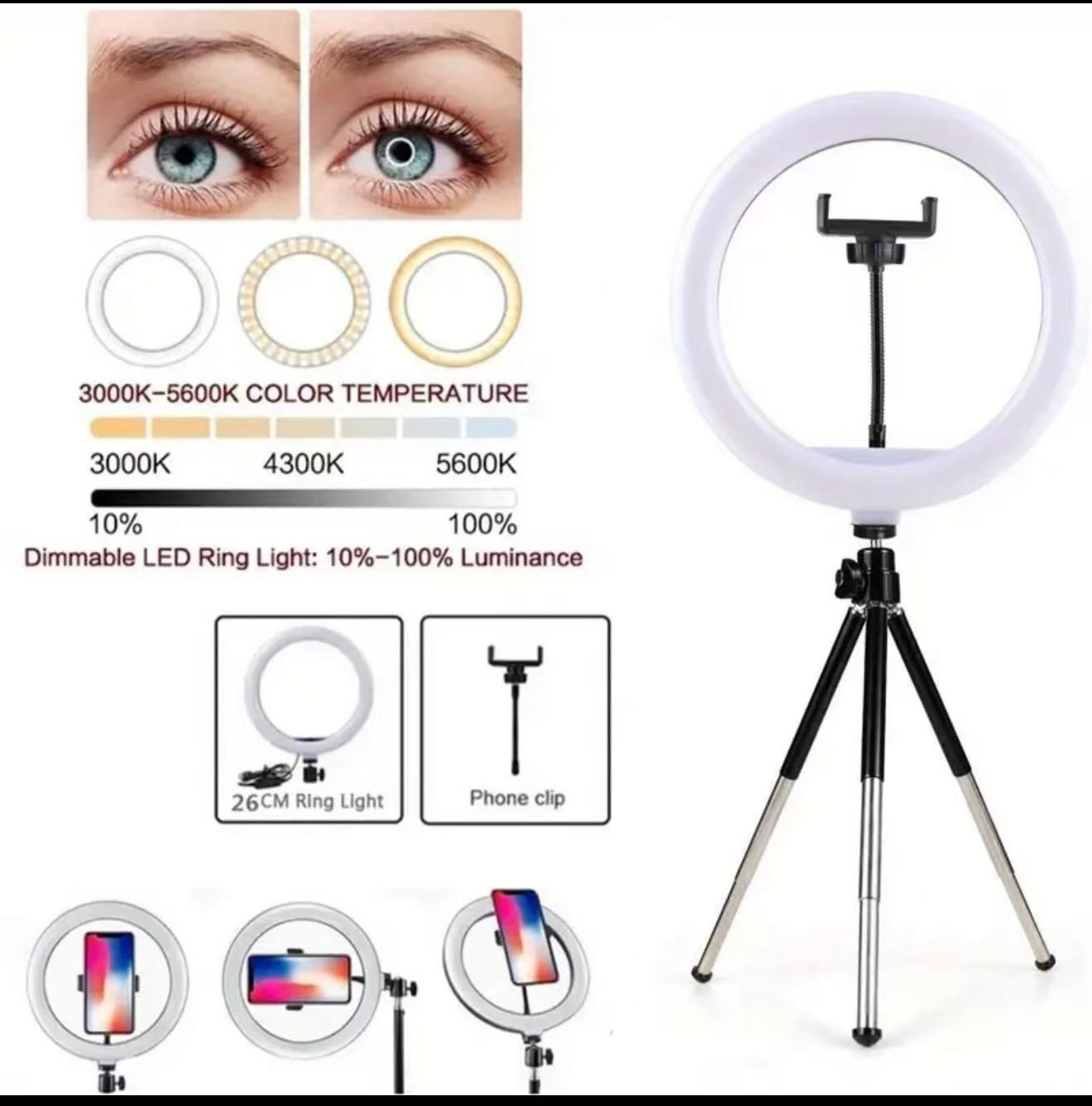 10-Inch USB Selfie LED Light Shooting Desktop Tripod Stand for Live