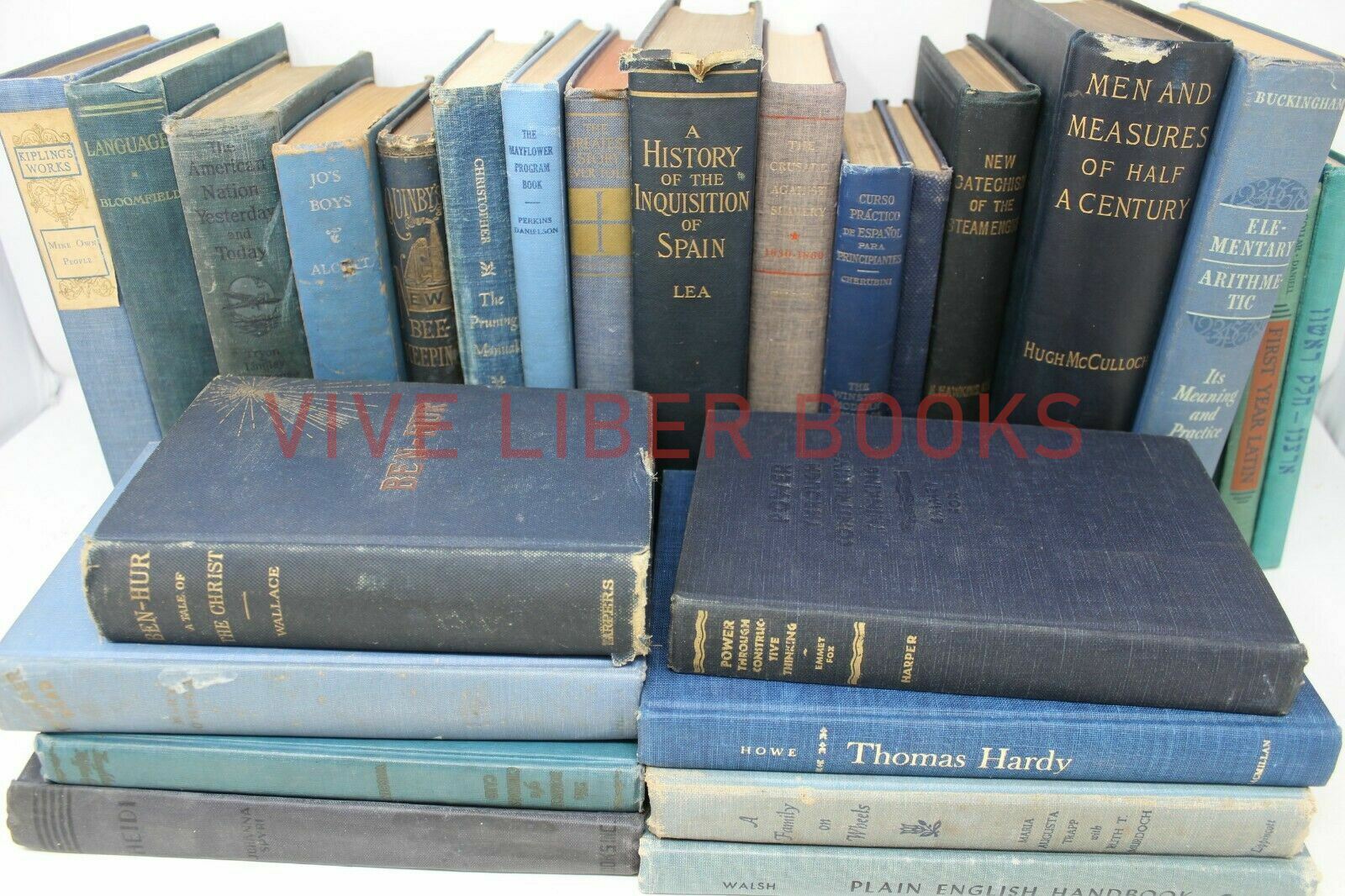 Lot 5 of BLUE / Shades of blue Old Vintage Antique Rare Hardcover Random Books