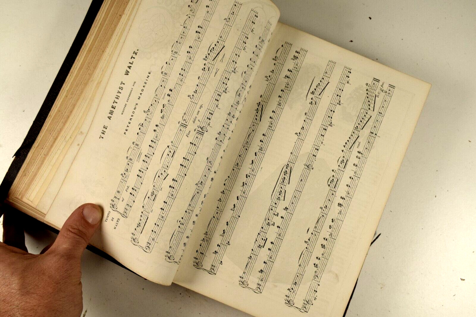 1859 Bound Peterson's Magazine Full Year w/ Hand Colored Engravings Sheet Music