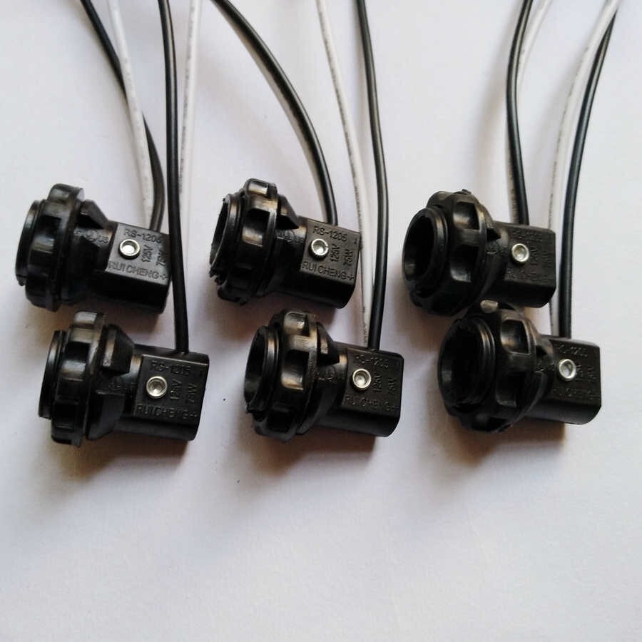 6Pcs Candelabra Base E12 Sockets w/Screw Rings 6" Wire Leads US Stock A385