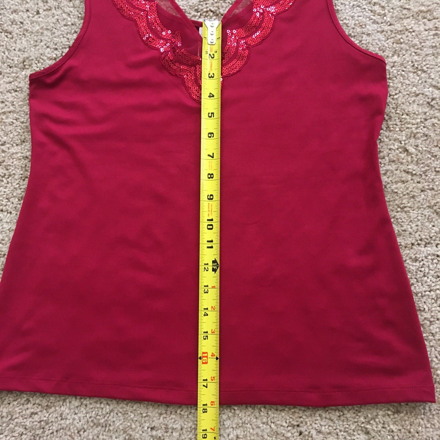 V-Neck Cami Cabernet Sz. M Camisole Burgundy Sequin Daywear Top Poly Spandex