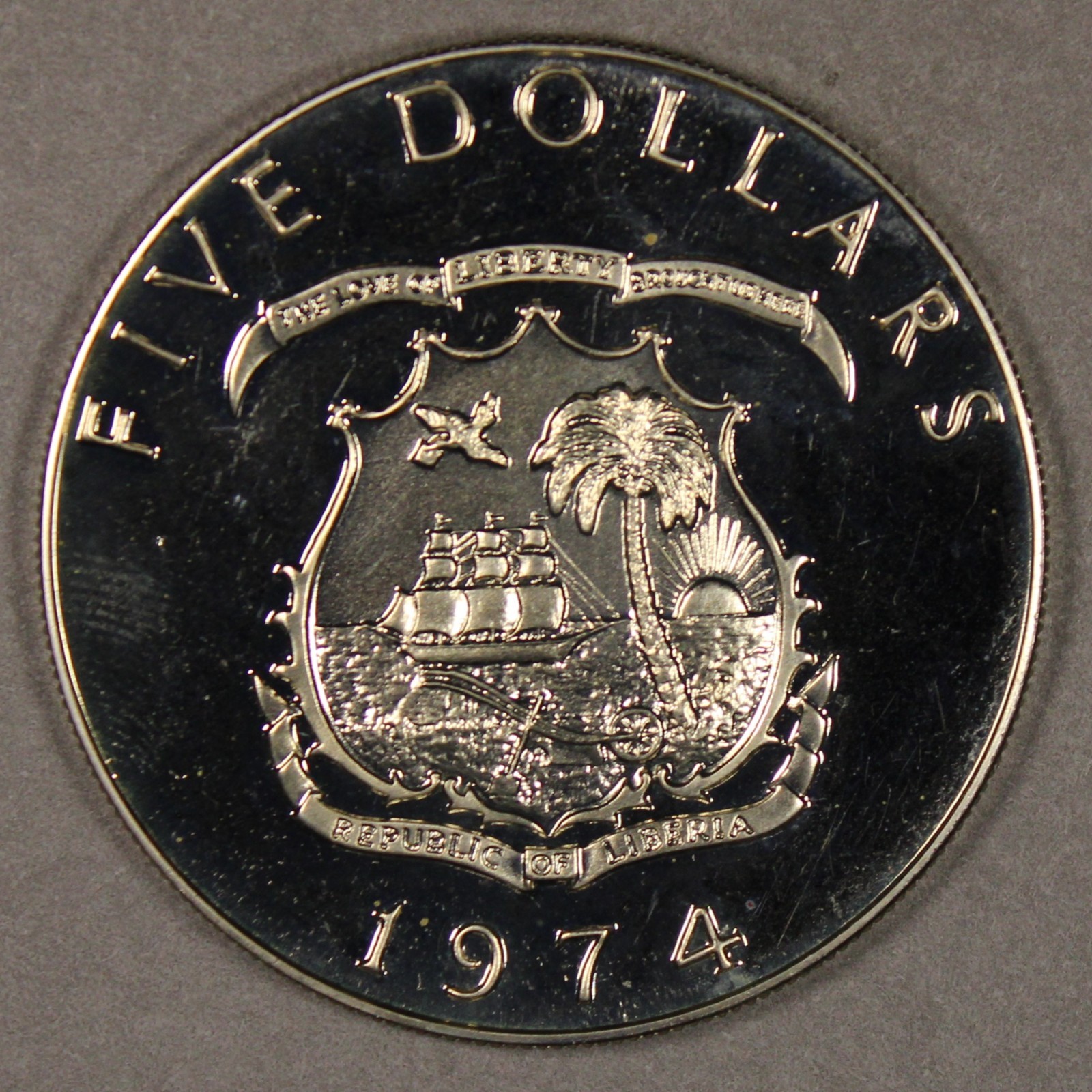1974 Liberia Silver 5 Dollars