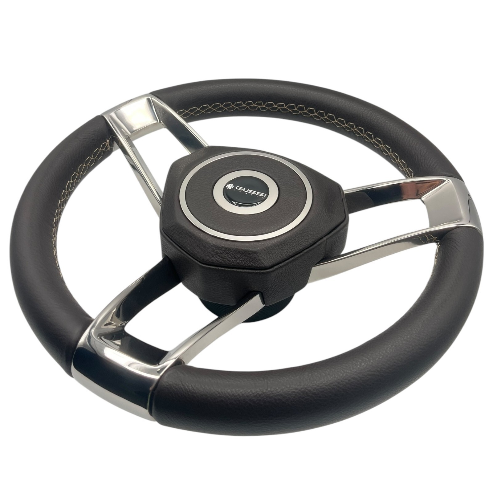 New Gussi Italia Boat Steering Wheel Polished Stainless Steel Spokes KEYED HUB