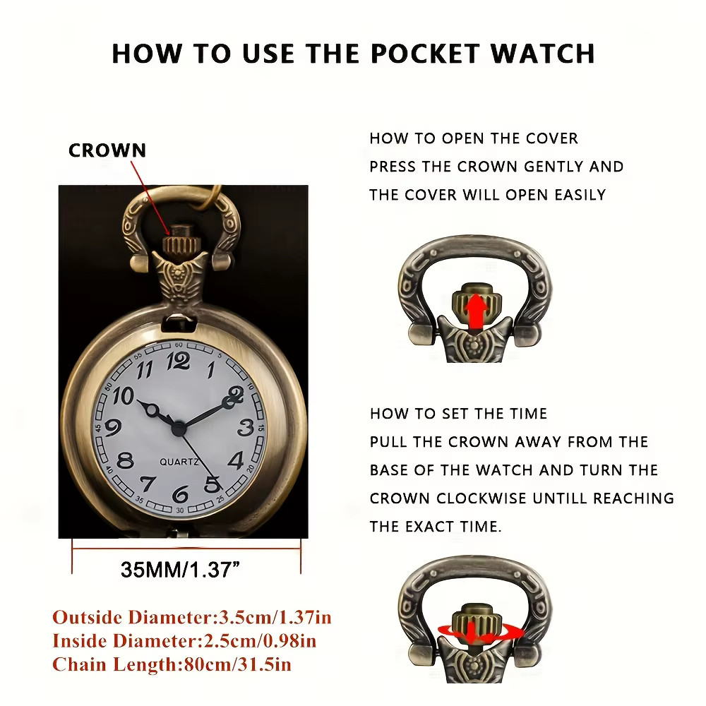 Pocket Watch USA Veteran American Flag Eagle Quartz Watch W3