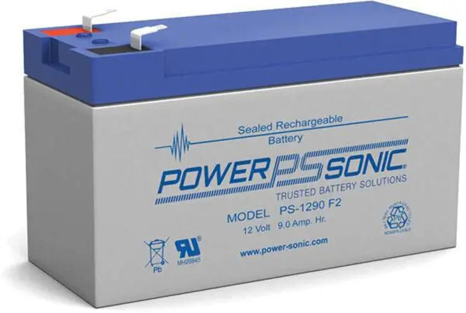 Power-Sonic PS-1290 F2 12V 9Ah F2 AGM Battery