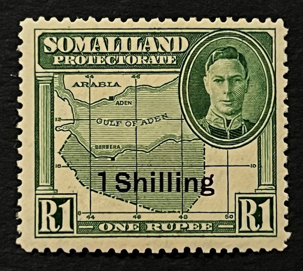 Travelstamps: 1942 Somaliland Stamps Sc #123 Sg 112 - 1sh on 1 Rupee KGVI MOGH