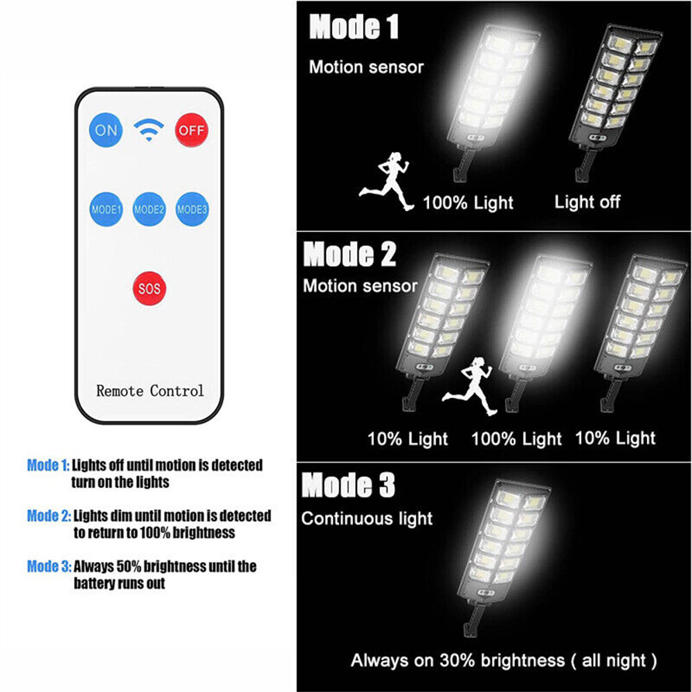 Commercial 1000000LM LED Outdoor Dusk to Dawn Solar Street Light Road Area Lamp