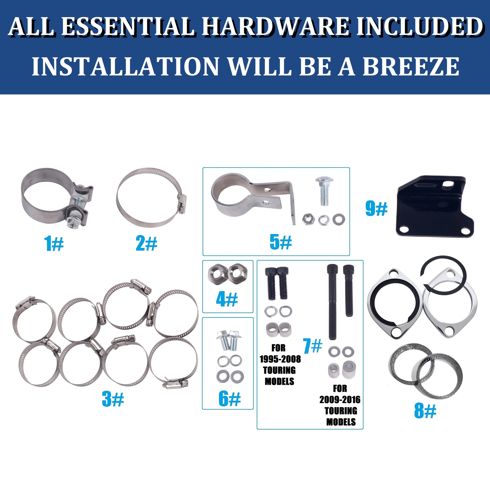 Pro 2 into 1 Black Exhaust Pipe w/ 4" Muffler Fit 1995-2016 Harley Touring