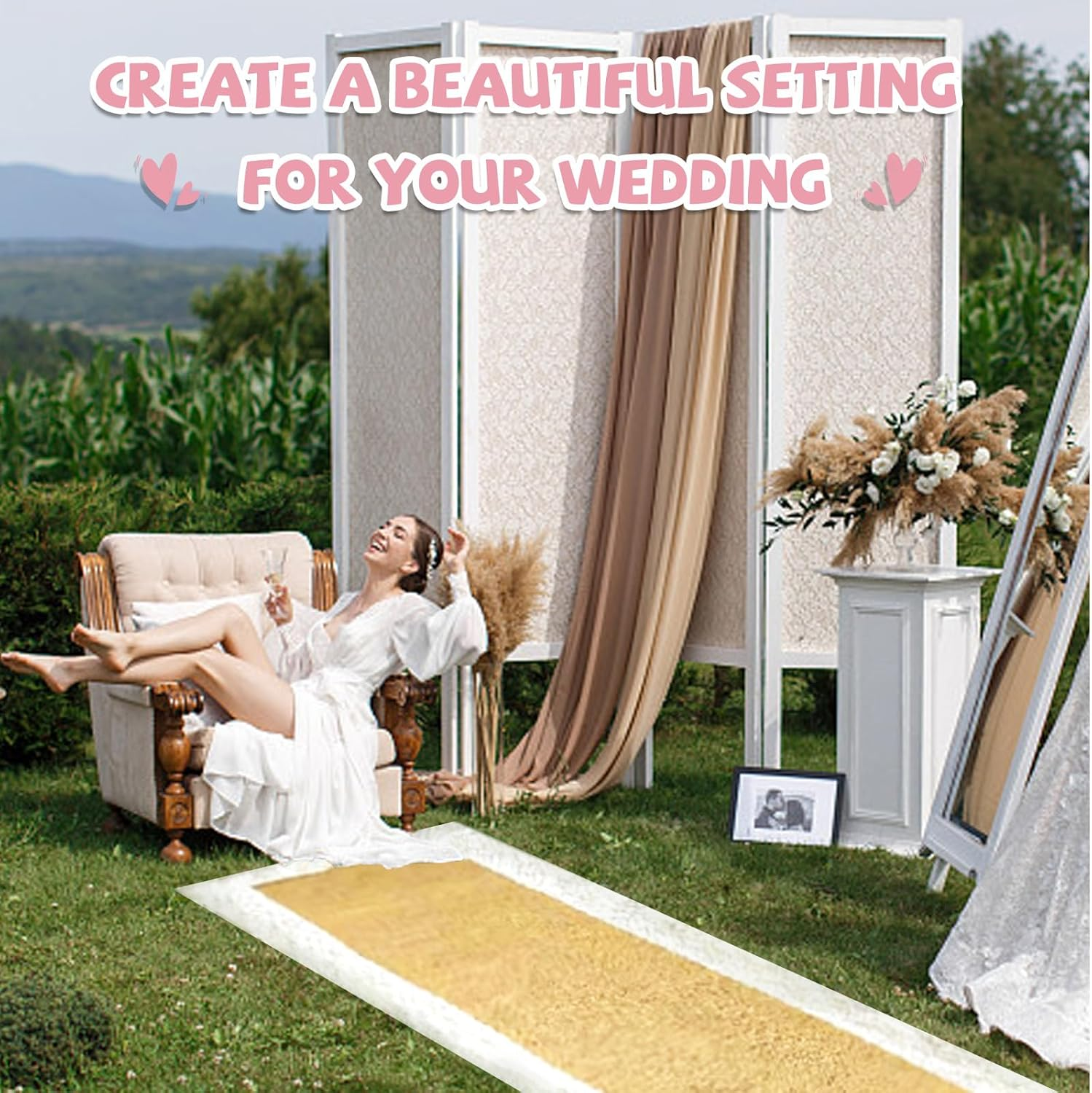 Burlap Aisle Runner for Wedding Ceremony, 36" X 20Ft Natural Burlap Wedding Aisl