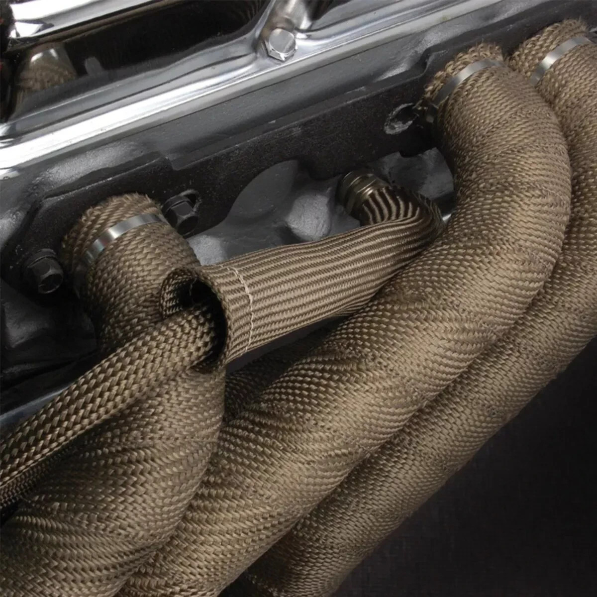 2" 50FT Titanium Exhaust Wrap Manifold Header Pipe Heat Wrap Tape w/ 10 Ties Kit