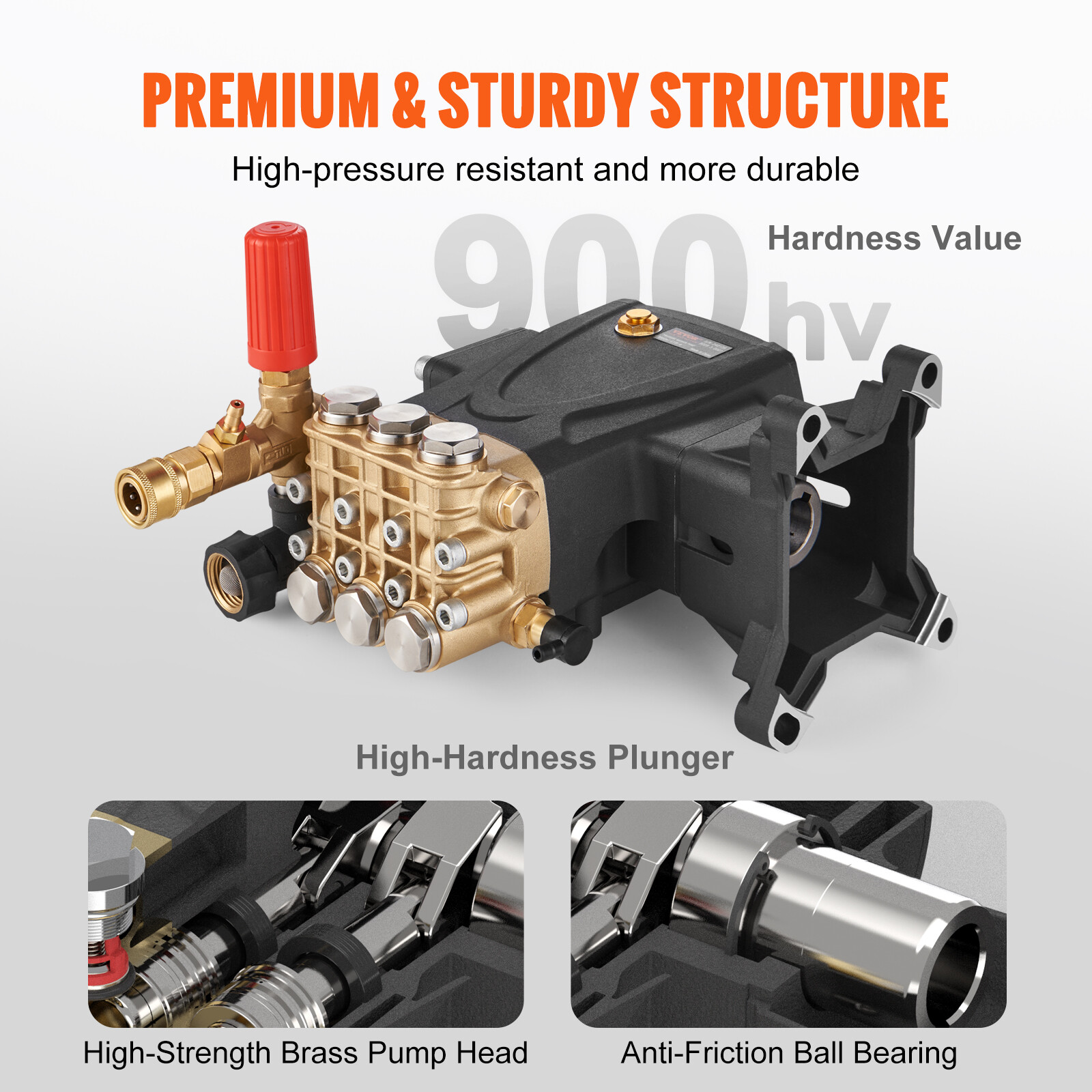 VEVOR Pressure Washer Pump Power Washer Pump 1" Shaft Horizontal 4400 PSI 4 GPM