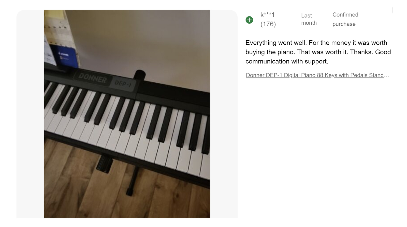 Donner DEP-1 88-Key Digital Piano with Sustain Pedal Case