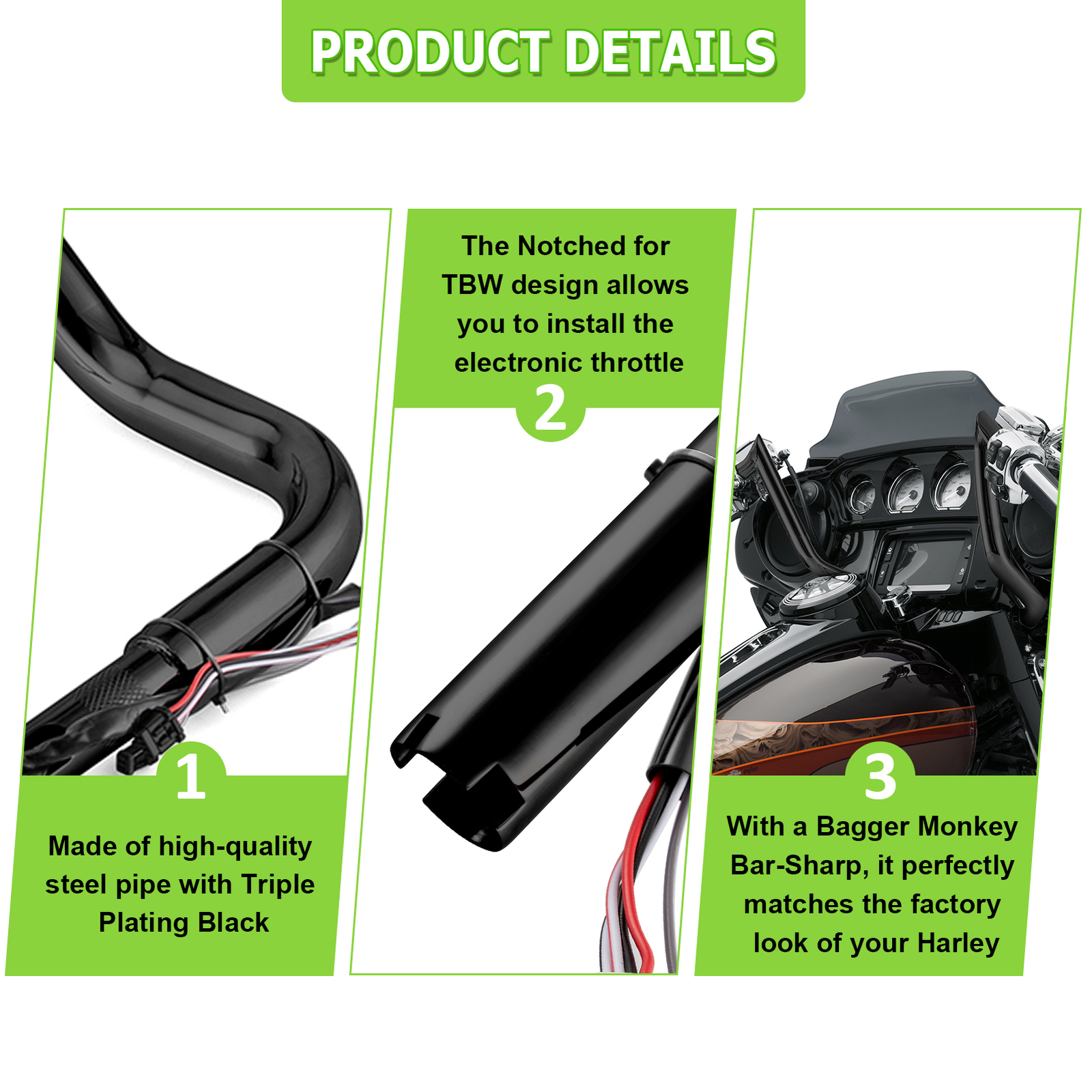 Pre-Wired 12" Meathook Bar Handlebar For Harley Street Glide Special 2014-2023