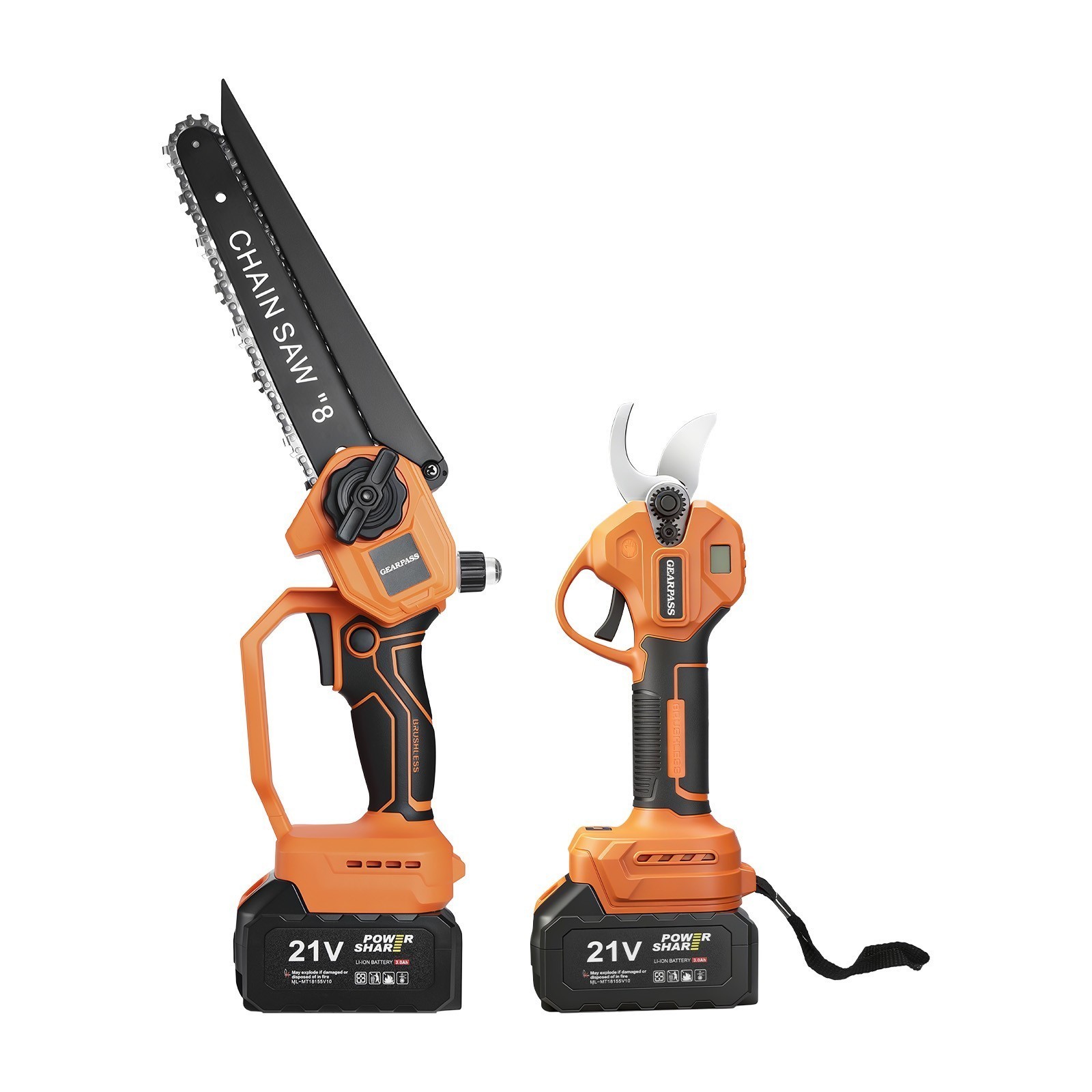 4-in-1 Cordless Pole Saw & Pruning Shears Combo Kit 16FT Reach 8" Chainsaw