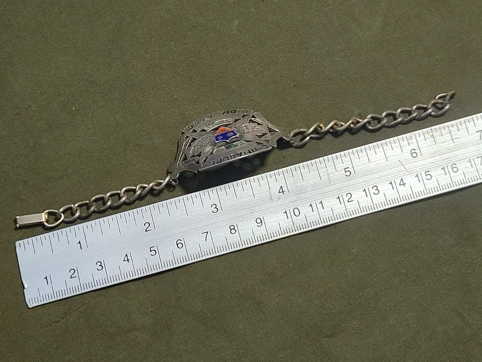 WWII China Burma India CBI 1944 Sweetheart Bracelet US Army Enamel Soldier 1940s