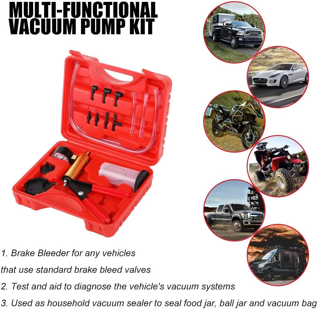 Hand Held Vacuum Pressure Pump Tester Kit Brake Fluid Bleeder Car Auto Tools New