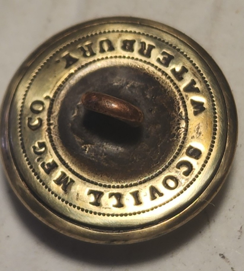UNION NEW JERSEY CIVIL WAR OFFICERS COAT BUTTON ~ SCOVILL MF'G CO WATERBURY No2