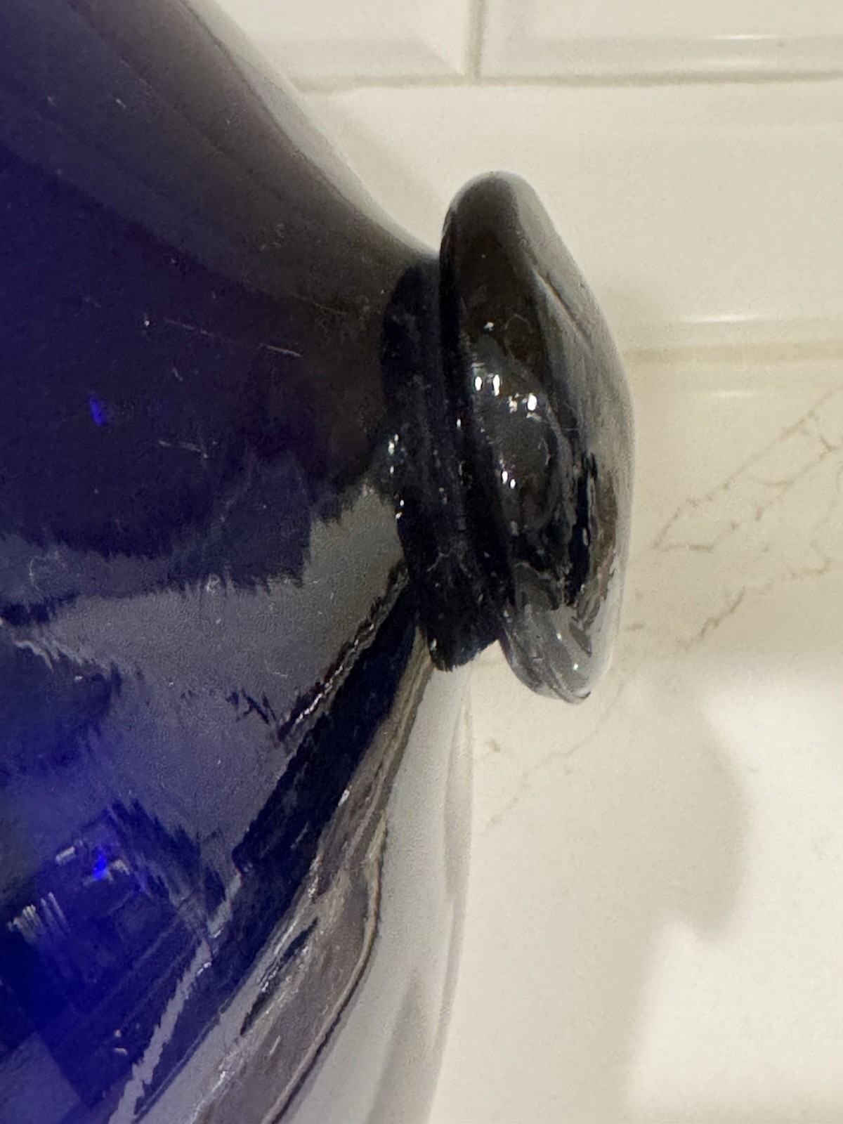 Glass Fishing Float Buoy Ball. Cobalt Blue 12" Diameter. Circumference 37”