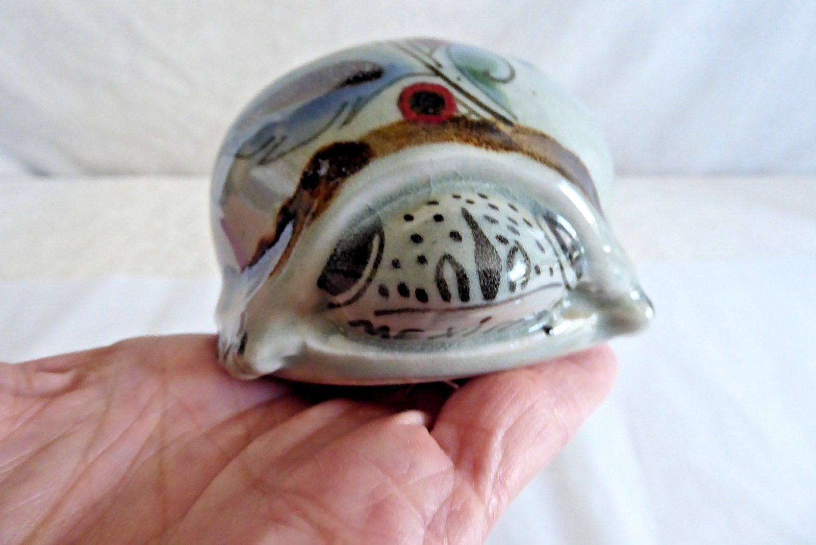 Fred & Barbara Meiers Vintage Hand Painted Ceramic Turtle Figurine Mexico KE 3.5
