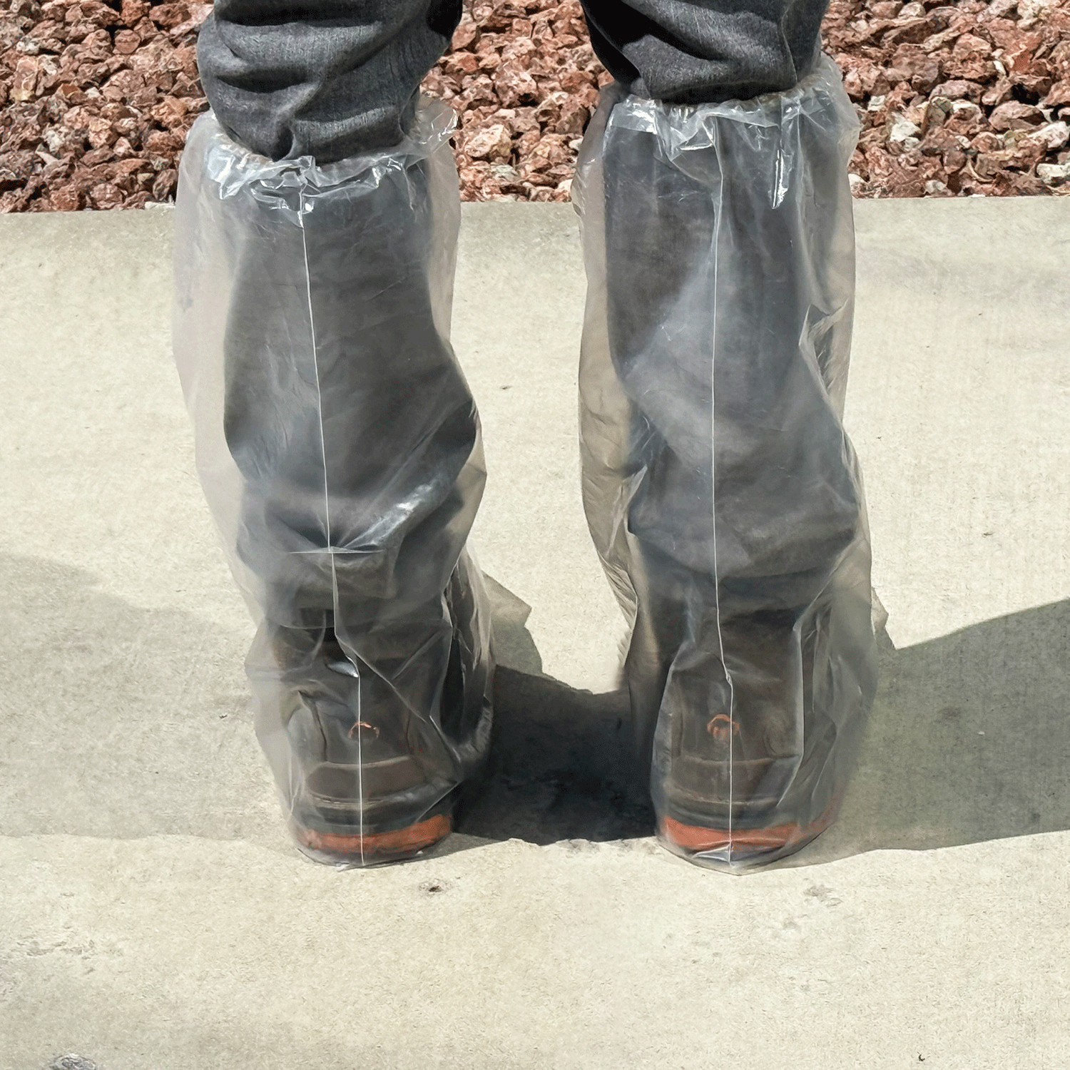 Sandbaggy Waterproof Boot/Shoe Covers - 19" Tall, 3 Mil Disposable (Clear)