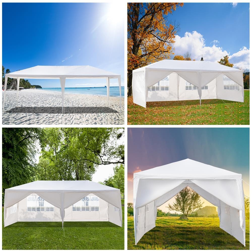 10x 20ft Party Canopy Tent PE Gazebo Wedding Canopy With 6 Removable Wall White