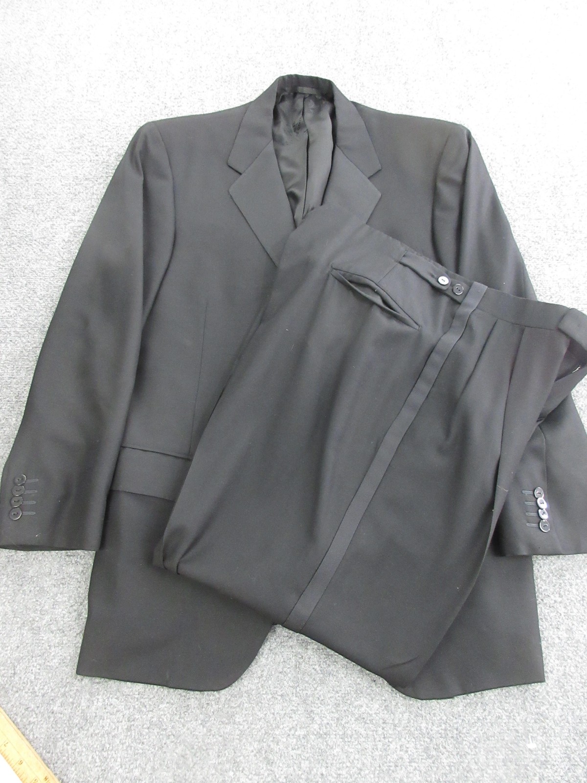 Oxxford Clothes Tuxedo Suit Mens 44 38x29 Black Super 100s Wool Peak Lapel