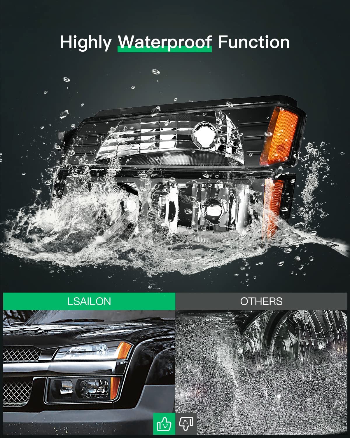 Headlight Assembly Fit 2002-2006 For Chevy Avalanche 1500 2002-2006