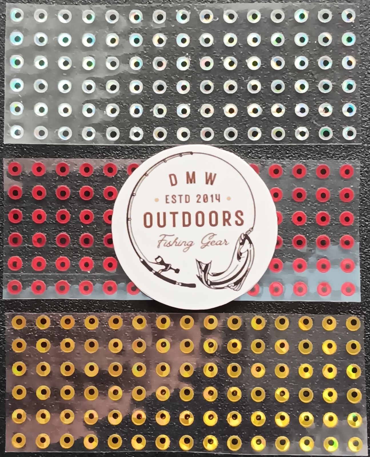 Holographic Flat Adhesive Fish Eyes, Multi Sizes & Colors Available, Fly Tying