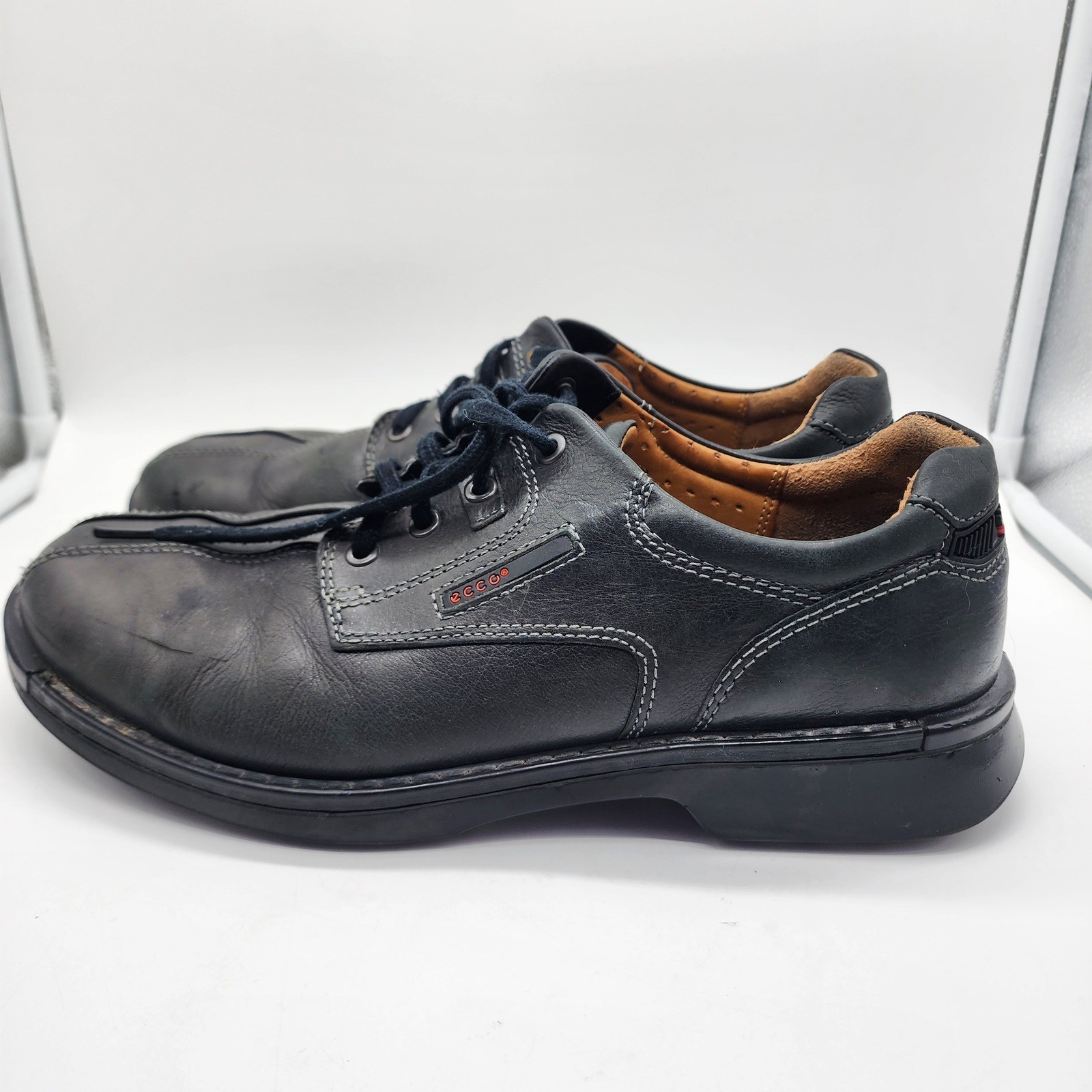 ECCO Fusion Oxfords 45 11-11.5 Regular Bicycle Toe Black Leather Lace Up 50114