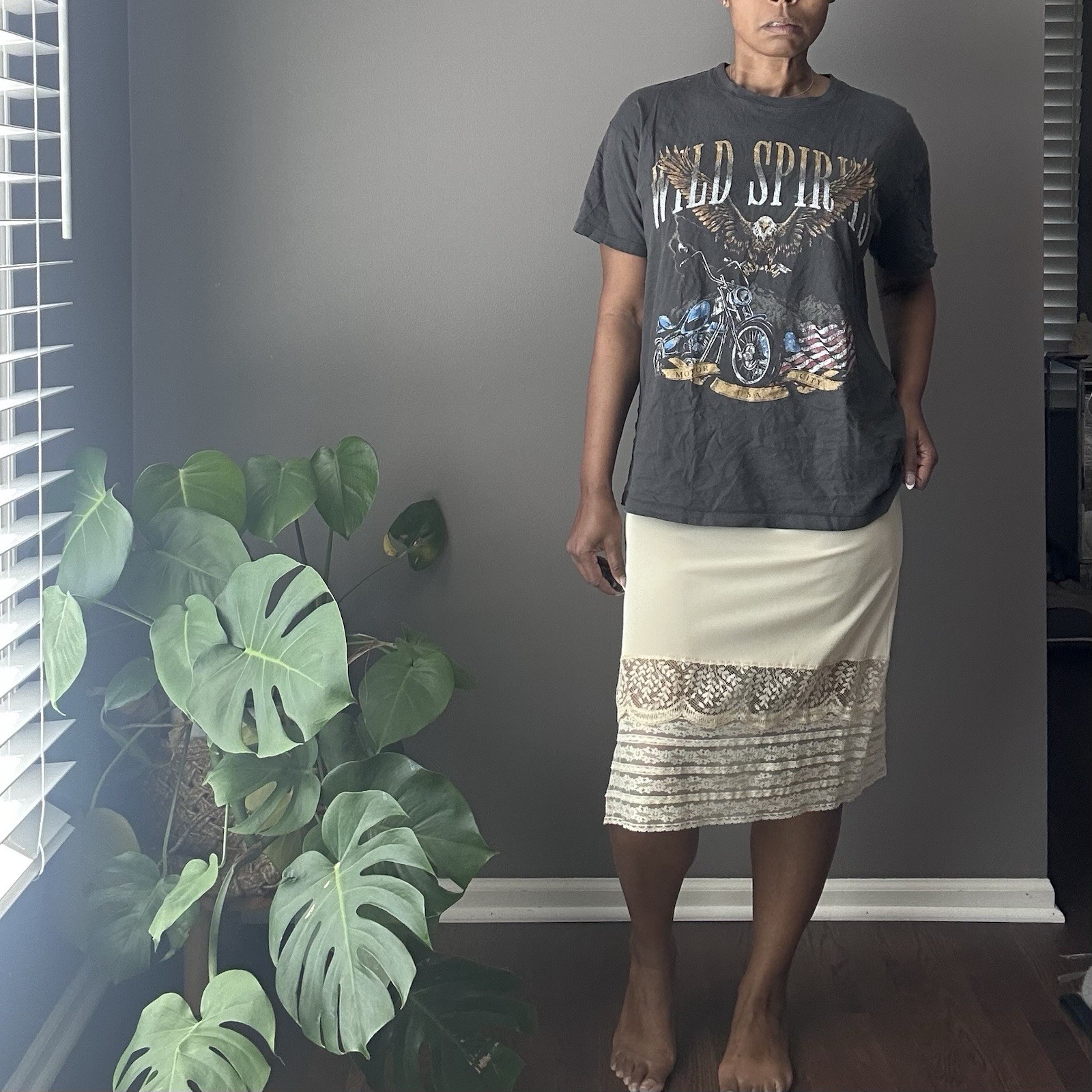 Vintage Vanity Fair Half Slip Lace Slit Trim Women's Size Medium Champagne