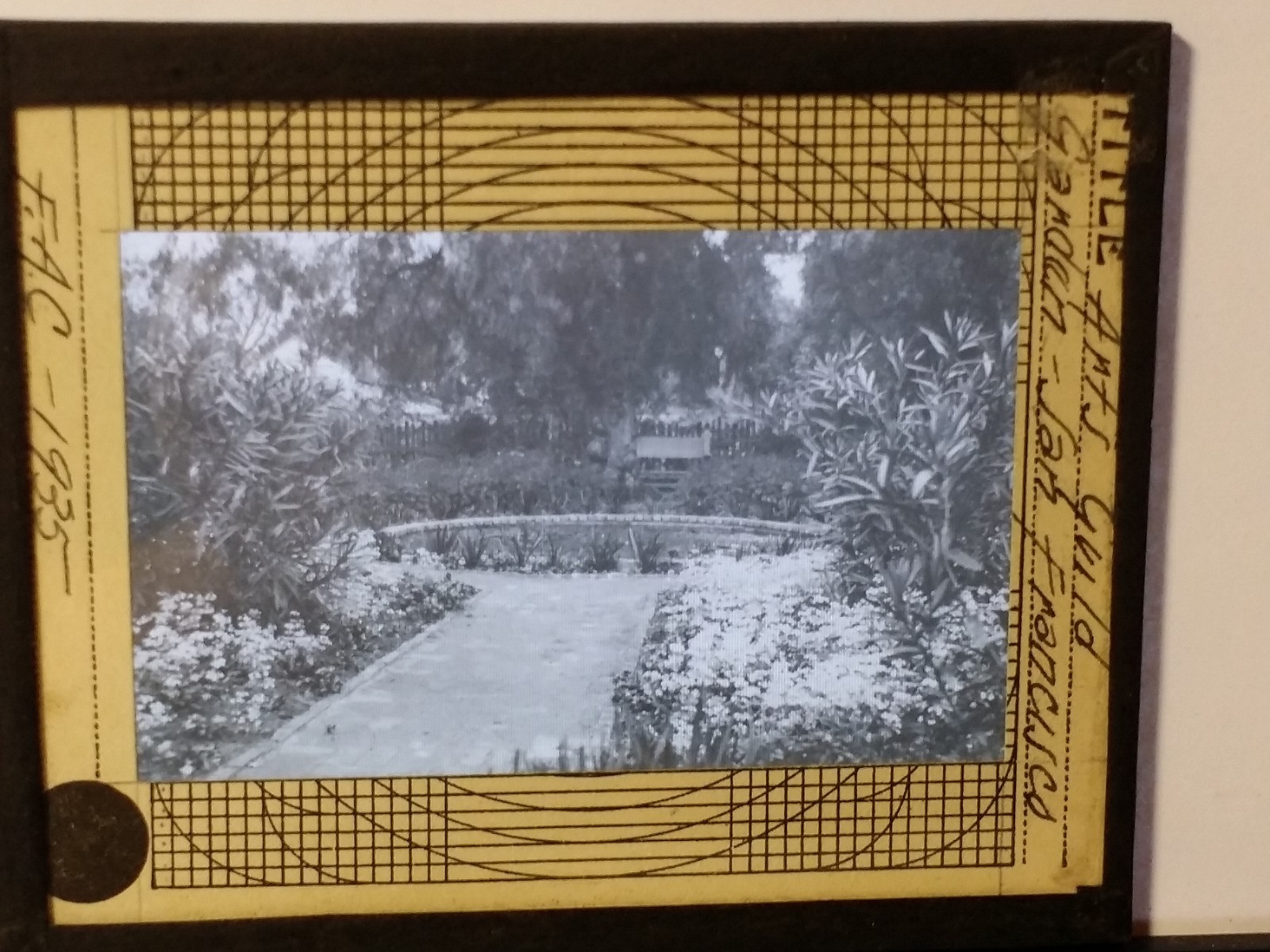 1935, Artists Guild Garden, San Francisco, CA, Magic Lantern Glass Photo Slide
