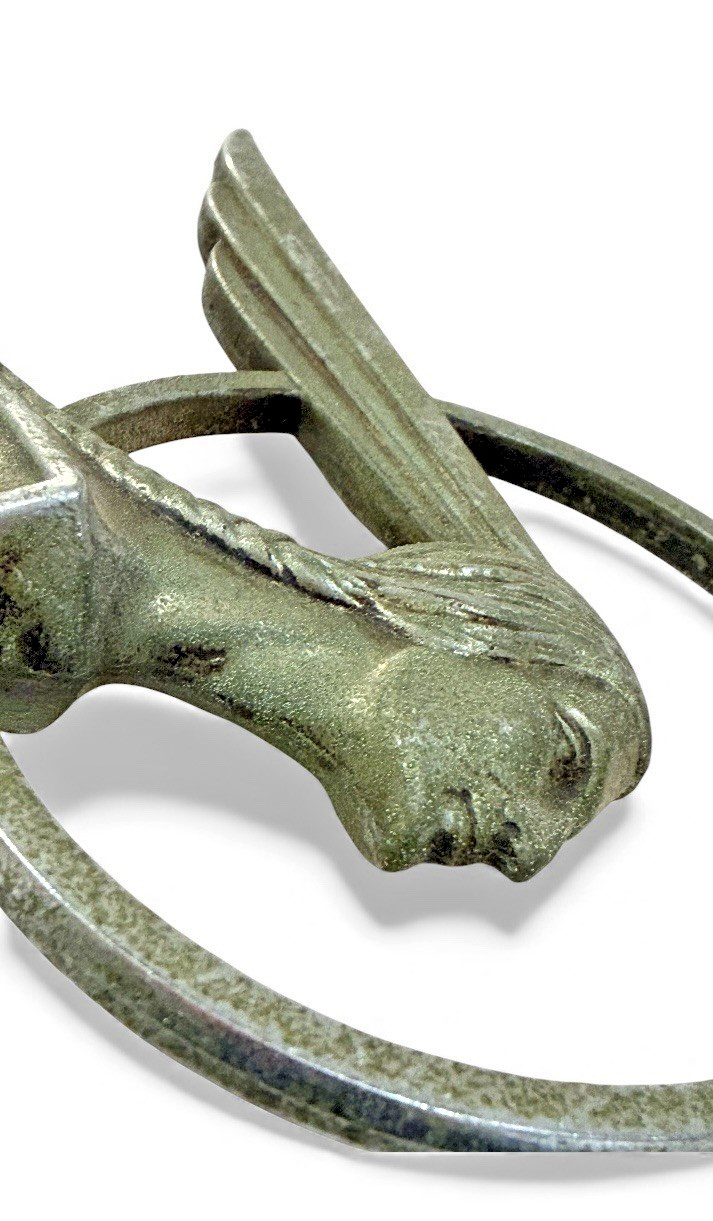 OEM 1934 Pontiac Hood Ornament Unrestored Mounted on Wood Base