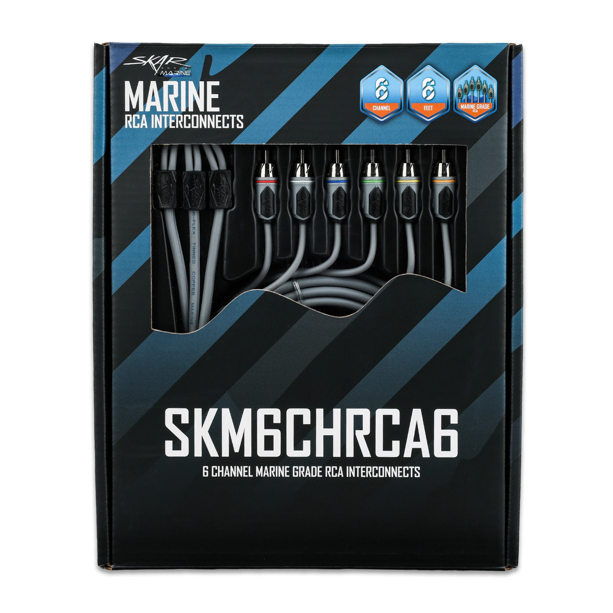 Skar Audio SKM6CHRCA6 6-Foot 6-Channel Marine Grade RCA Interconnects