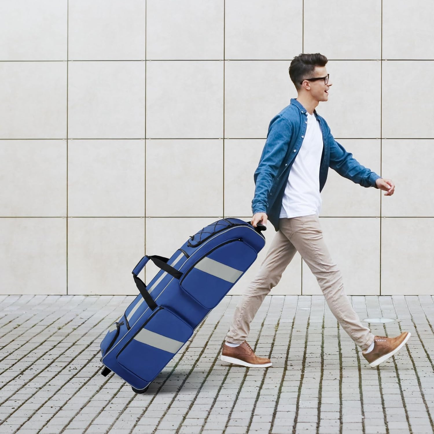 Catchers Gear Bag with Wheels, Soft Rolling Baseball Bag with Separate Shoe Comp