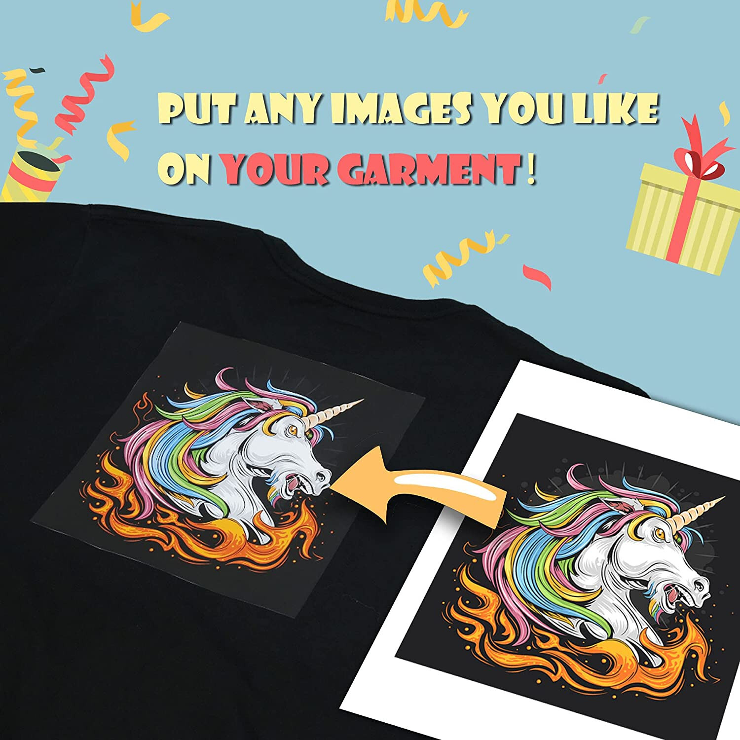 A-SUB Inkjet Printable DARK Fabric Iron-On Heat Transfer Paper Cotton 10 Sheets