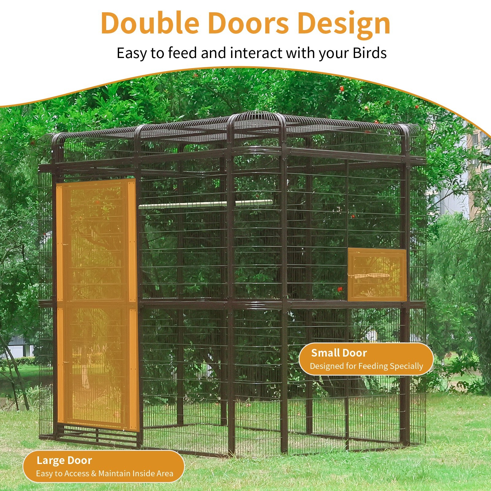 7.2ft Large Walk-In Bird Cage for Parrots Heavy Duty Metal HugeAviary with Stand