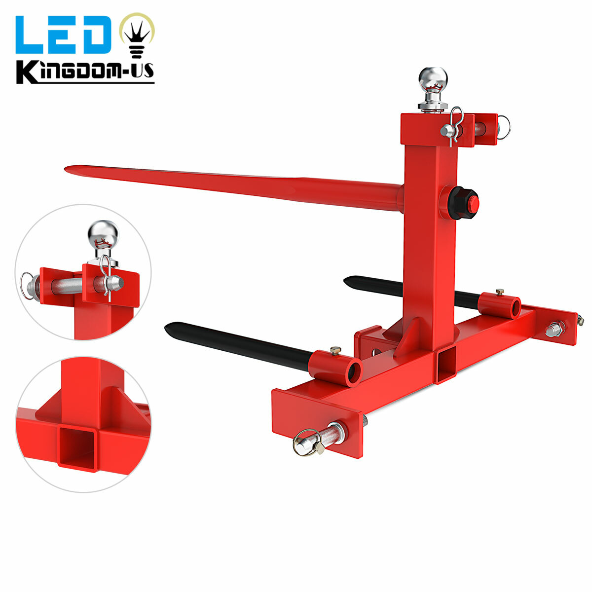 3 Point Hay Bale Spear Trailer Hitch Receiver for Cat 1 Tractors