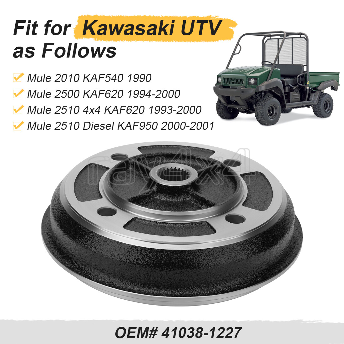 Front Brake Drum for Kawasaki Mule 2010/2500/2510 KAF540 KAF620/950 #:41038-1227