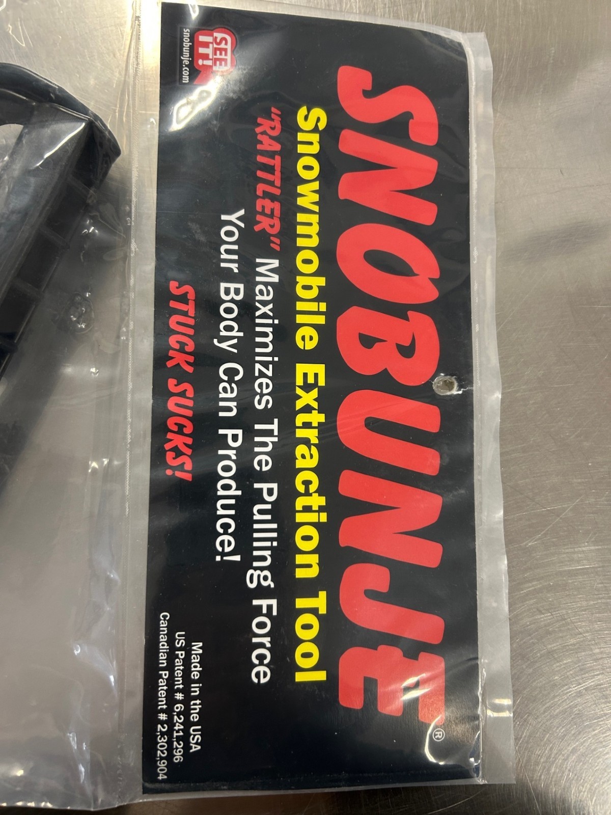 Snobunje Rattler Black Snowmobile Pull Strap 1001