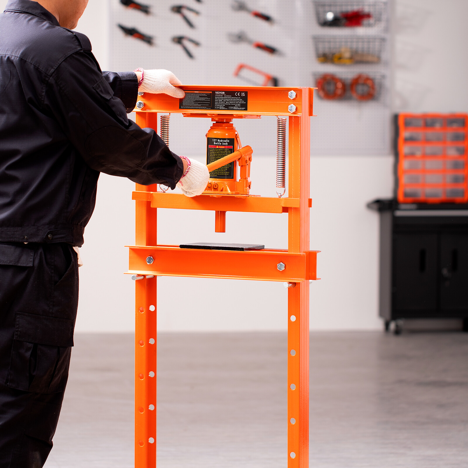 VEVOR Hydraulic Shop Press 12 Ton with Press Plates H-Frame Benchtop Press Stand