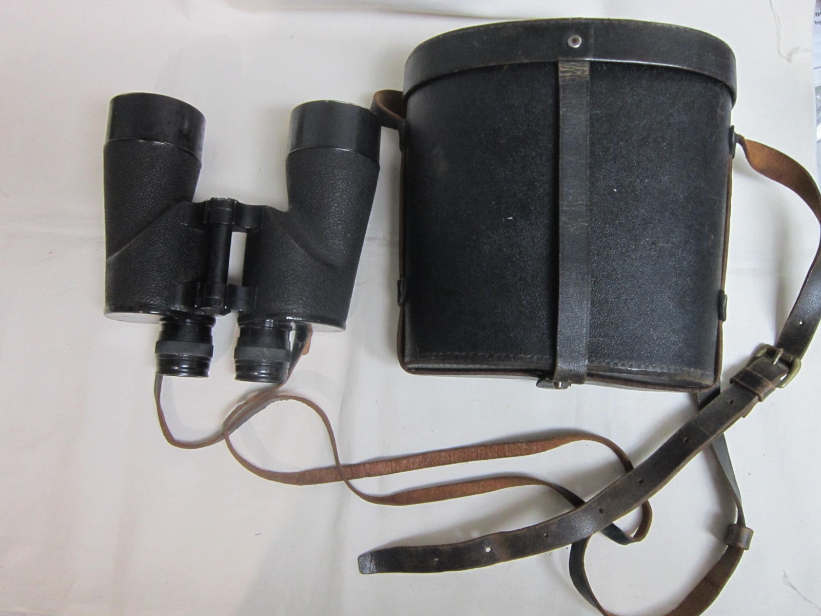 WW II Era Bausch & Lomb Binoculars & Case 7x50- Leather Straps