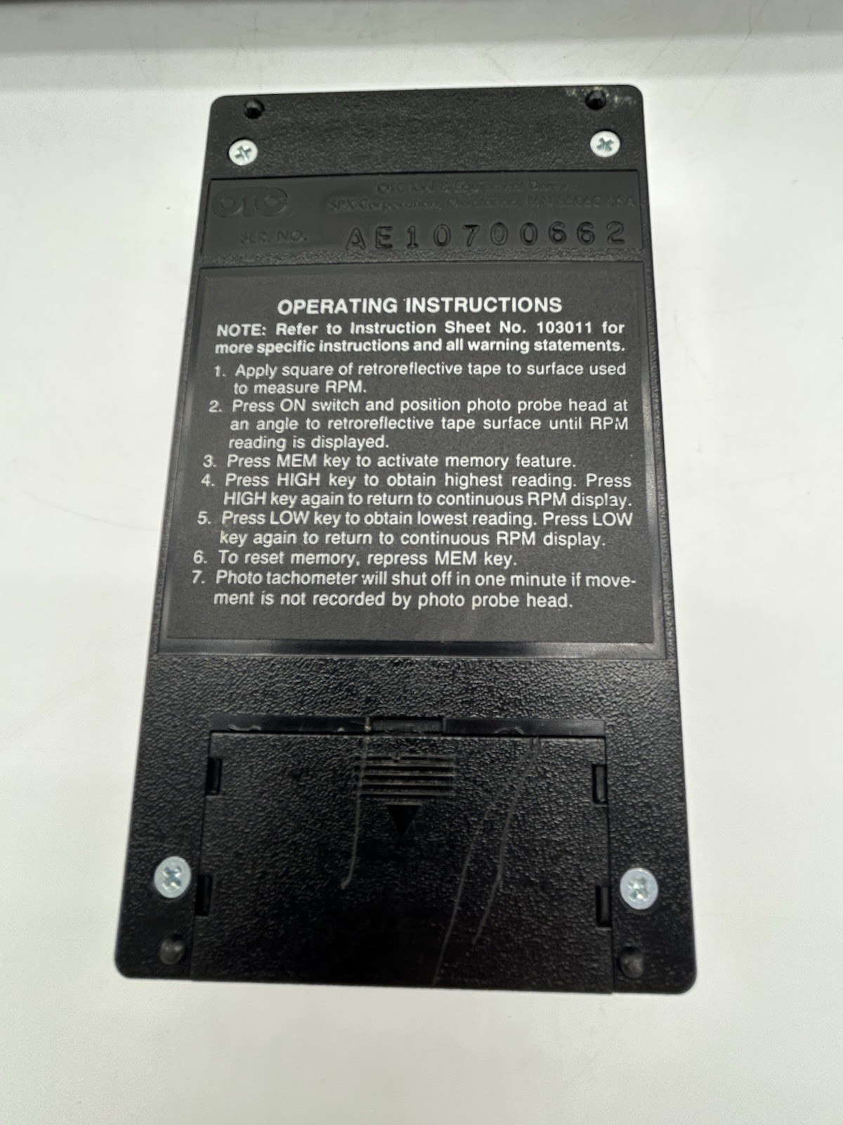 OTC Tools 3344 PHOTO TACHOMETER TESTED WORKING NO INSTRUCTIONS