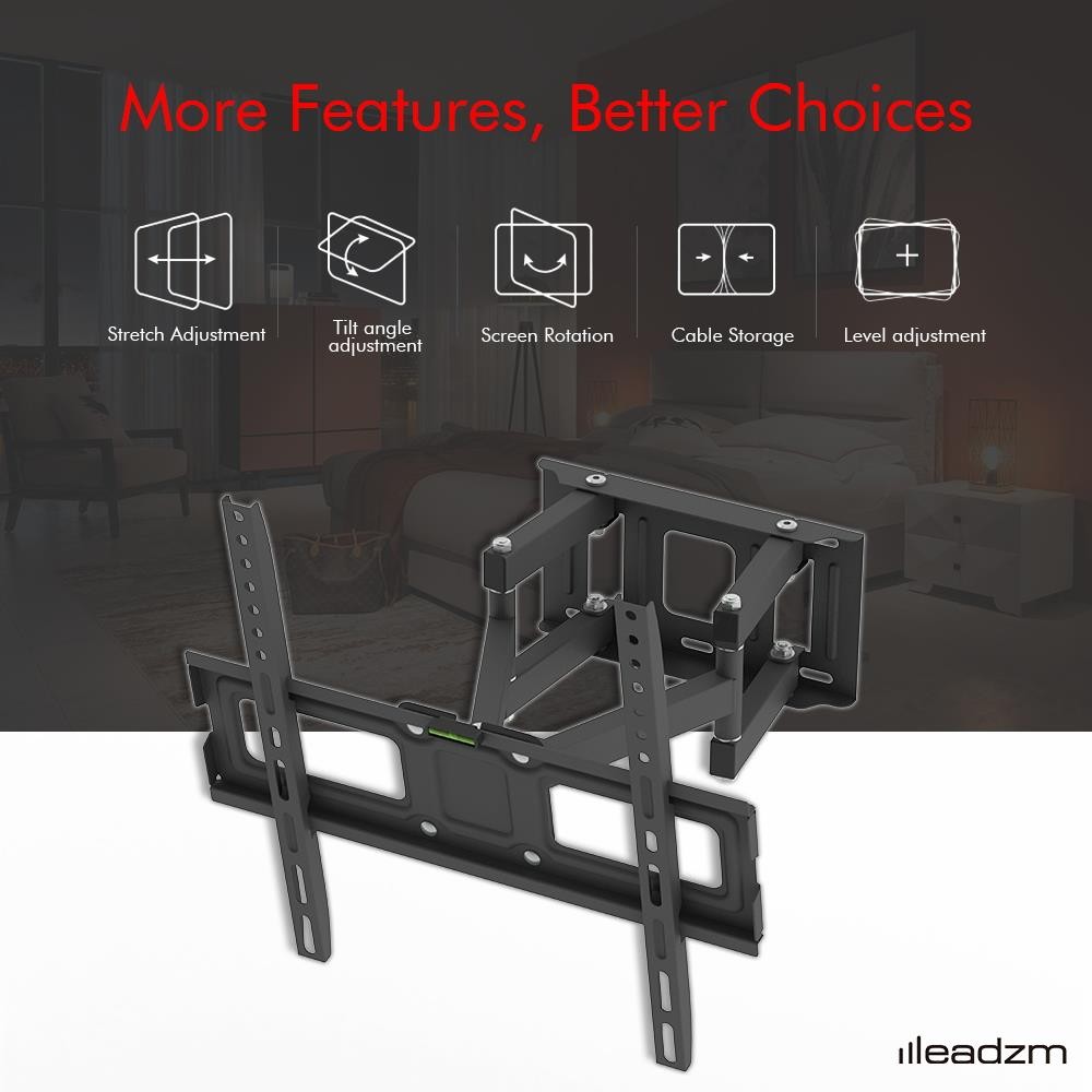 Leadzm Swivel Full Motion Screen Plasma TV Wall Mounted Bracket 26-55" Durable